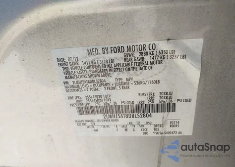 2013 Lincoln Mkt Ecoboost from USA, damaged, VIN 2LMHJ5AT8DBL52804